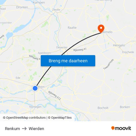 Renkum to Wierden map