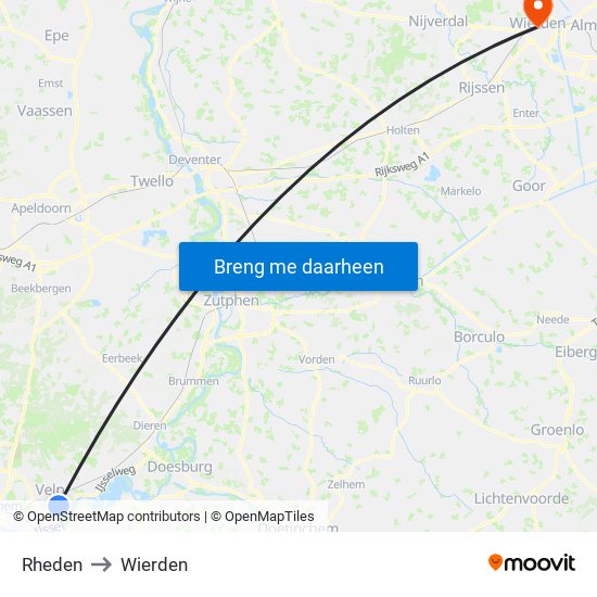 Rheden to Wierden map