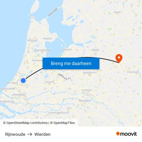 Rijnwoude to Wierden map