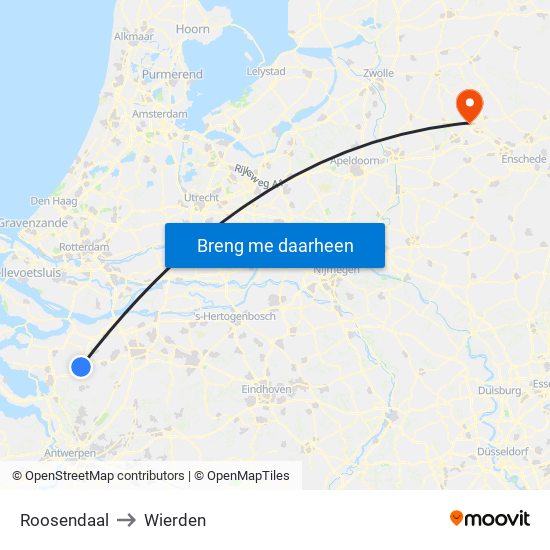 Roosendaal to Wierden map