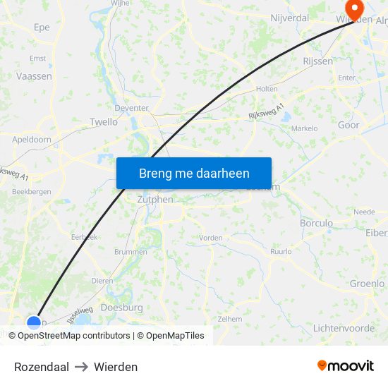 Rozendaal to Wierden map