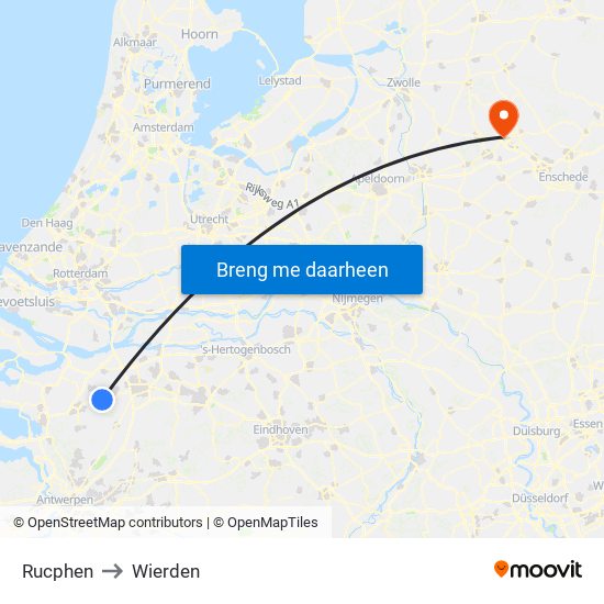 Rucphen to Wierden map