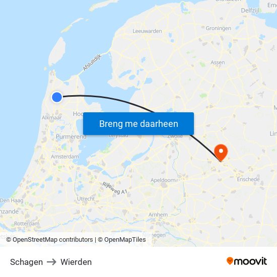 Schagen to Wierden map