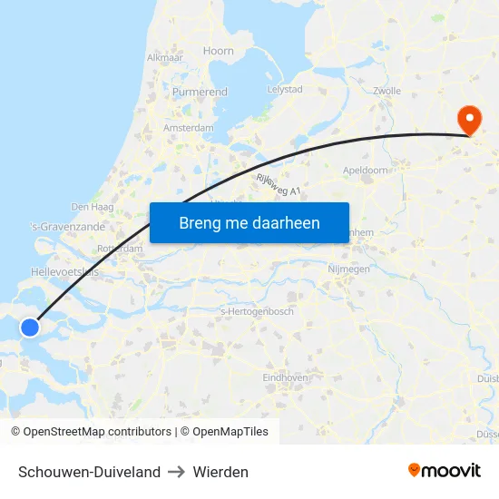 Schouwen-Duiveland to Wierden map