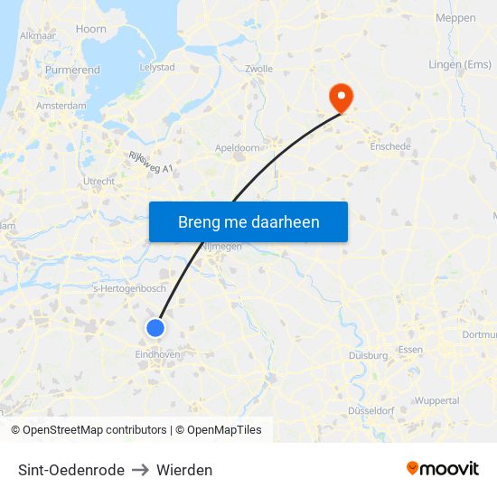 Sint-Oedenrode to Wierden map
