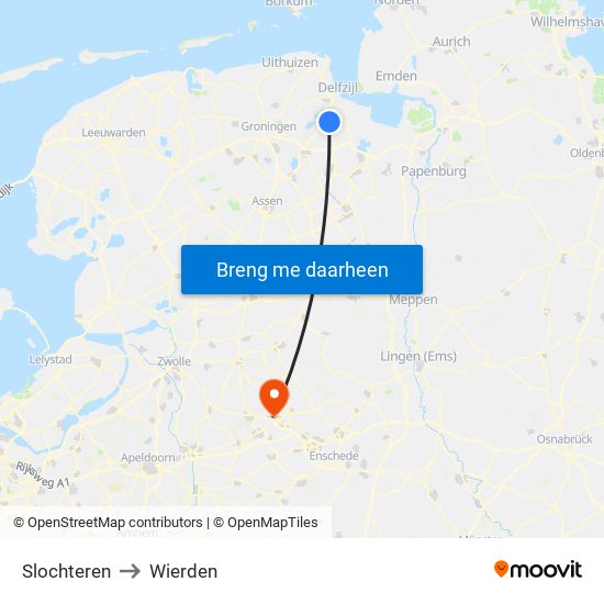 Slochteren to Wierden map