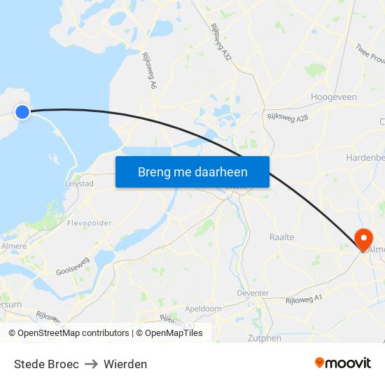 Stede Broec to Wierden map