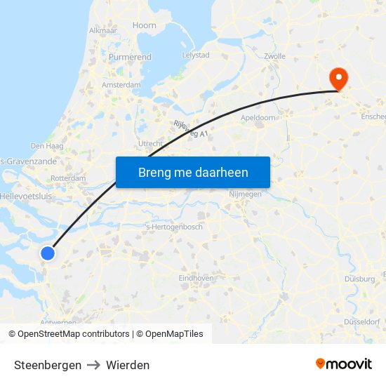 Steenbergen to Wierden map