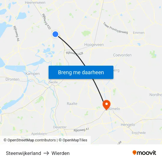 Steenwijkerland to Wierden map