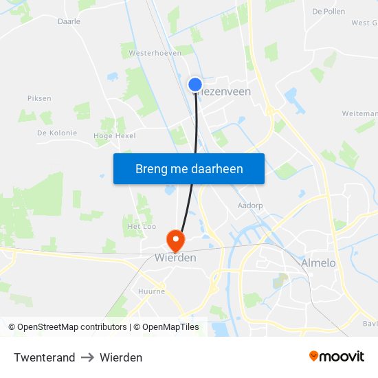 Twenterand to Wierden map