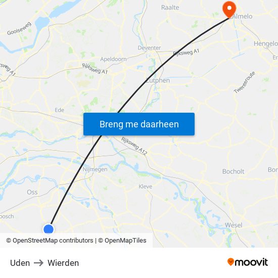 Uden to Wierden map