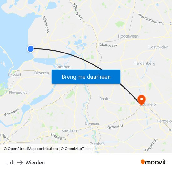 Urk to Wierden map