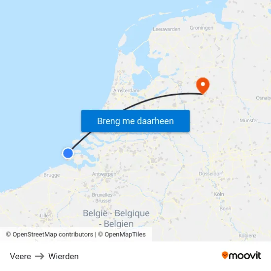 Veere to Wierden map