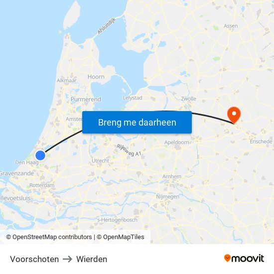 Voorschoten to Wierden map