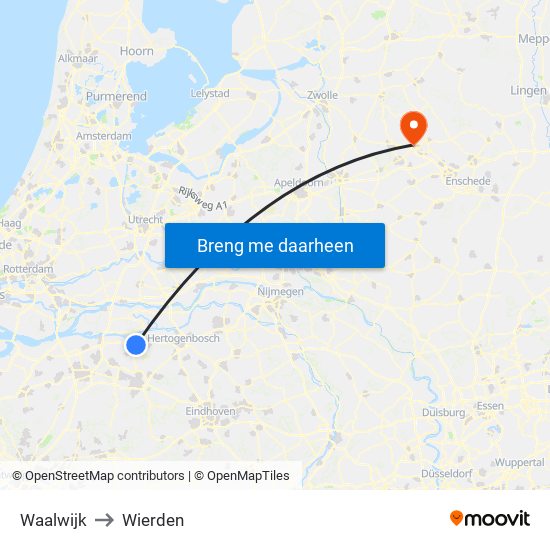 Waalwijk to Wierden map