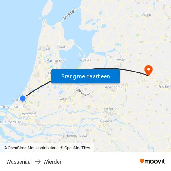 Wassenaar to Wierden map