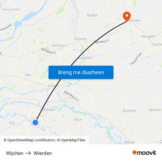 Wijchen to Wierden map