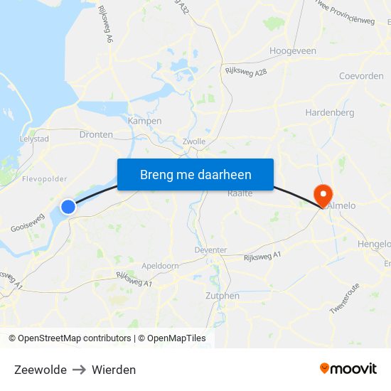 Zeewolde to Wierden map