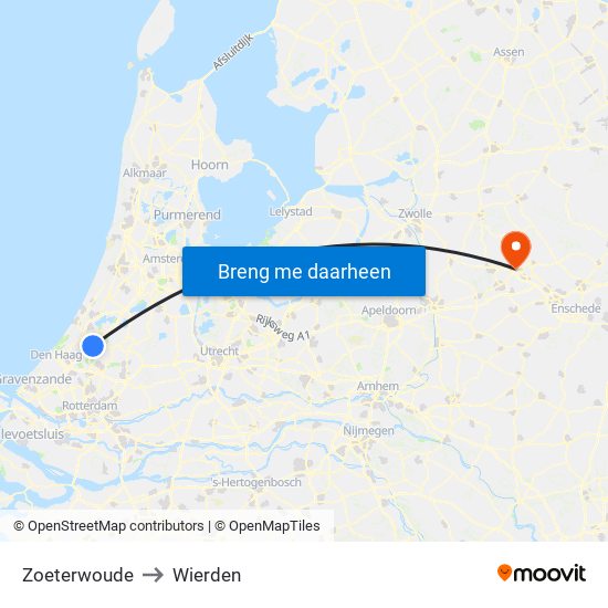 Zoeterwoude to Wierden map