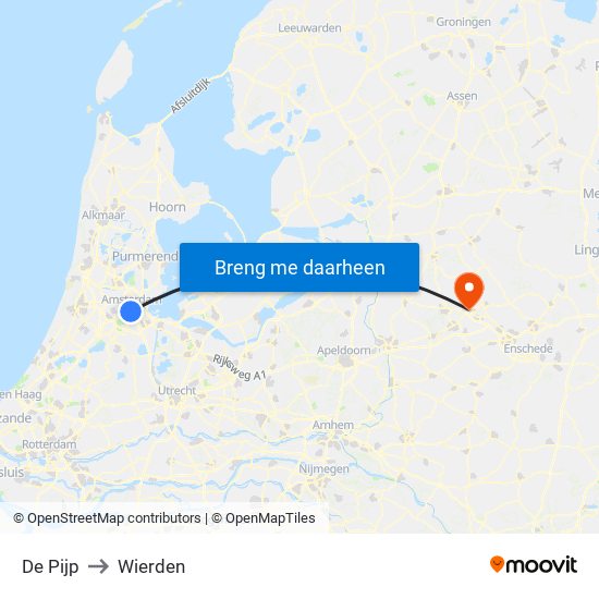 De Pijp to Wierden map