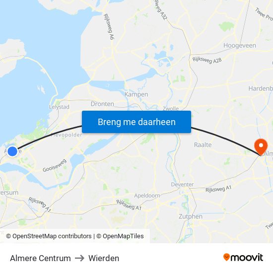 Almere Centrum to Wierden map