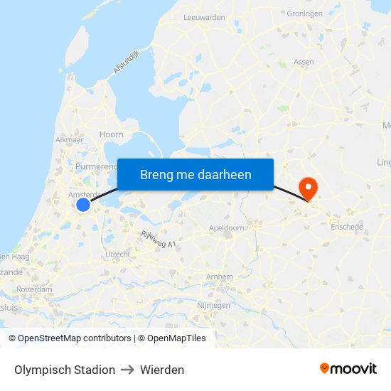 Olympisch Stadion to Wierden map