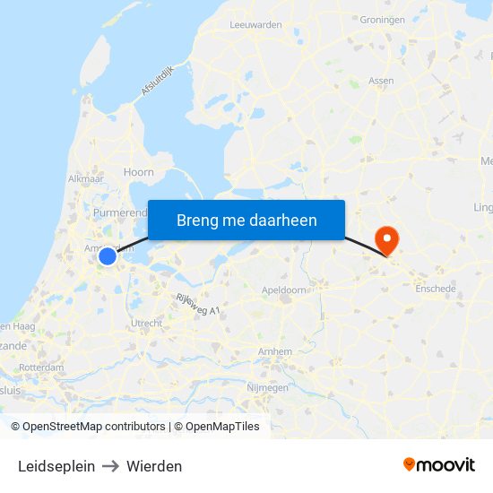 Leidseplein to Wierden map