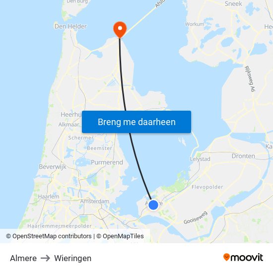 Almere to Wieringen map