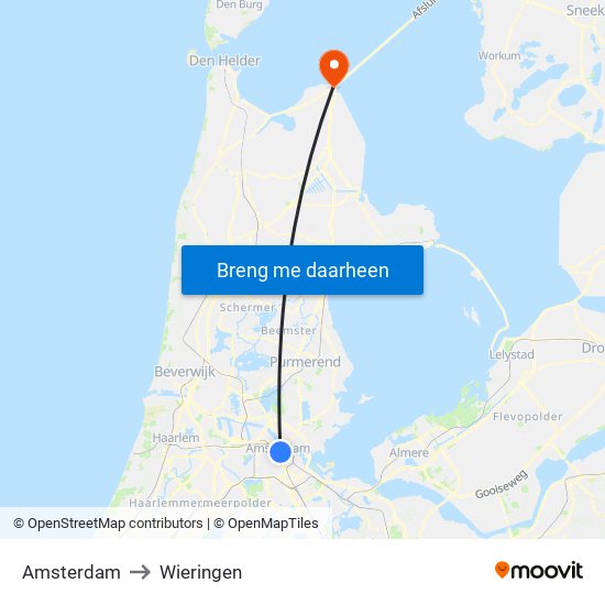 Amsterdam to Wieringen map