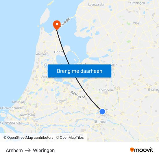 Arnhem to Wieringen map