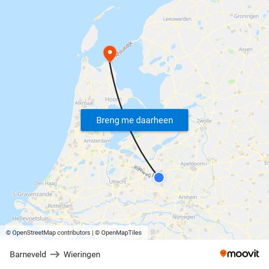 Barneveld to Wieringen map