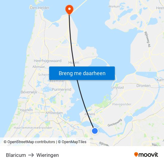 Blaricum to Wieringen map