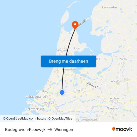 Bodegraven-Reeuwijk to Wieringen map