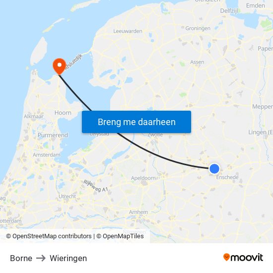 Borne to Wieringen map