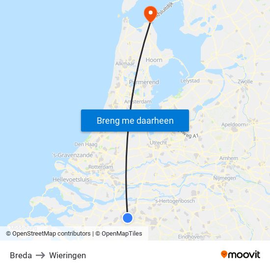 Breda to Wieringen map