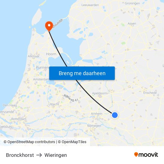 Bronckhorst to Wieringen map