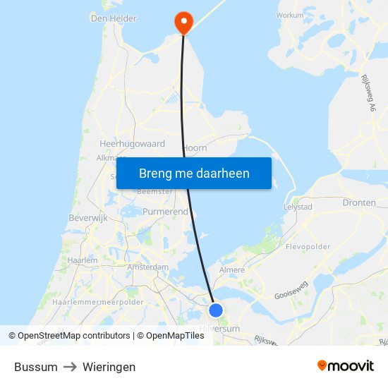 Bussum to Wieringen map