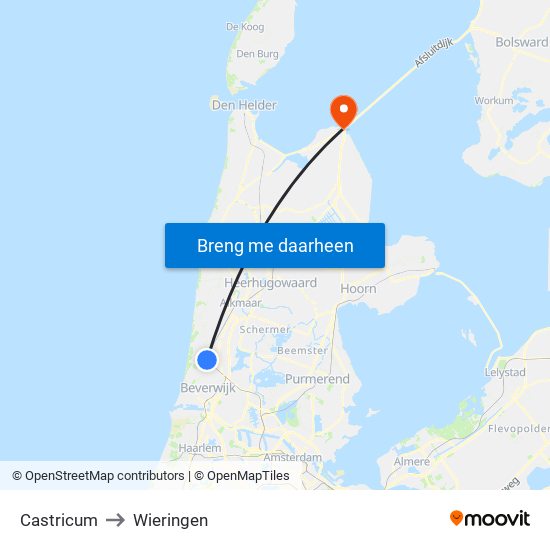 Castricum to Wieringen map