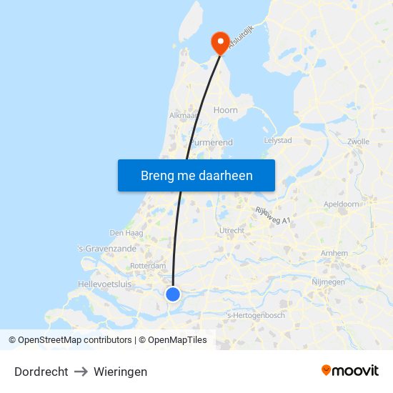 Dordrecht to Wieringen map