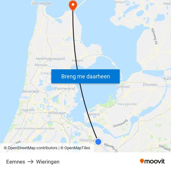 Eemnes to Wieringen map