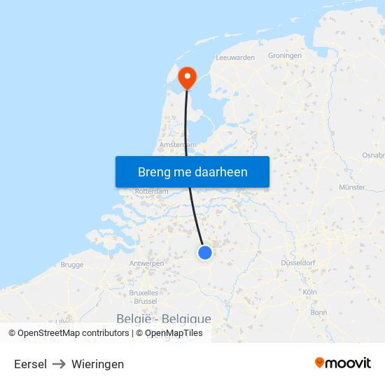 Eersel to Wieringen map
