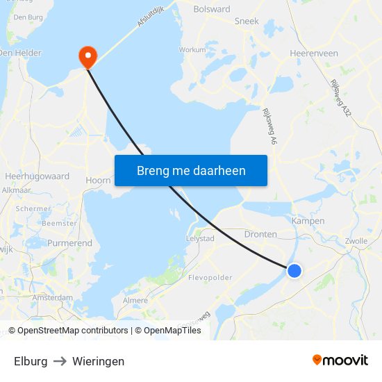 Elburg to Wieringen map