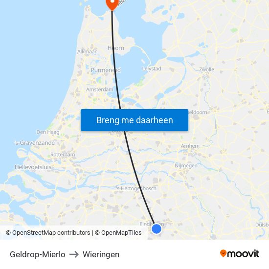Geldrop-Mierlo to Wieringen map