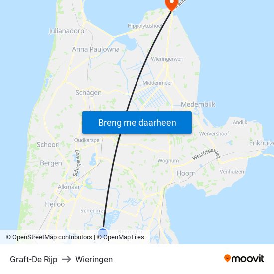 Graft-De Rijp to Wieringen map
