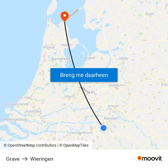 Grave to Wieringen map