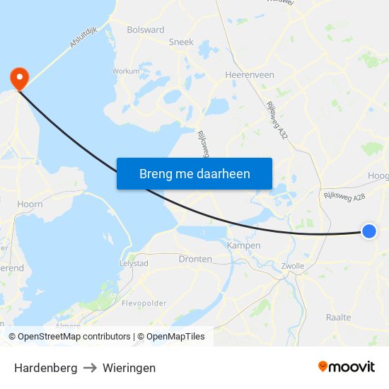 Hardenberg to Wieringen map