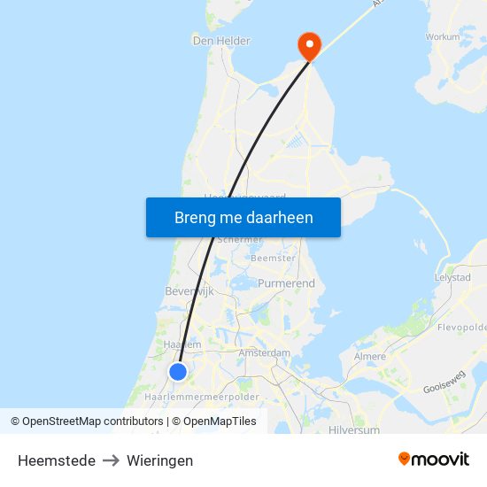 Heemstede to Wieringen map