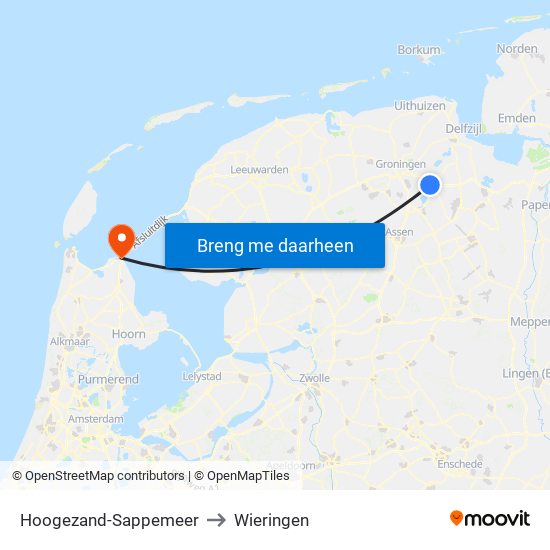Hoogezand-Sappemeer to Wieringen map
