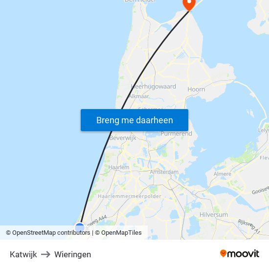 Katwijk to Wieringen map