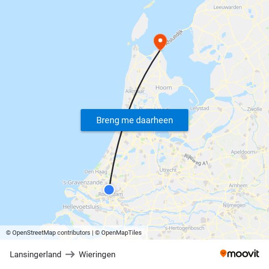 Lansingerland to Wieringen map